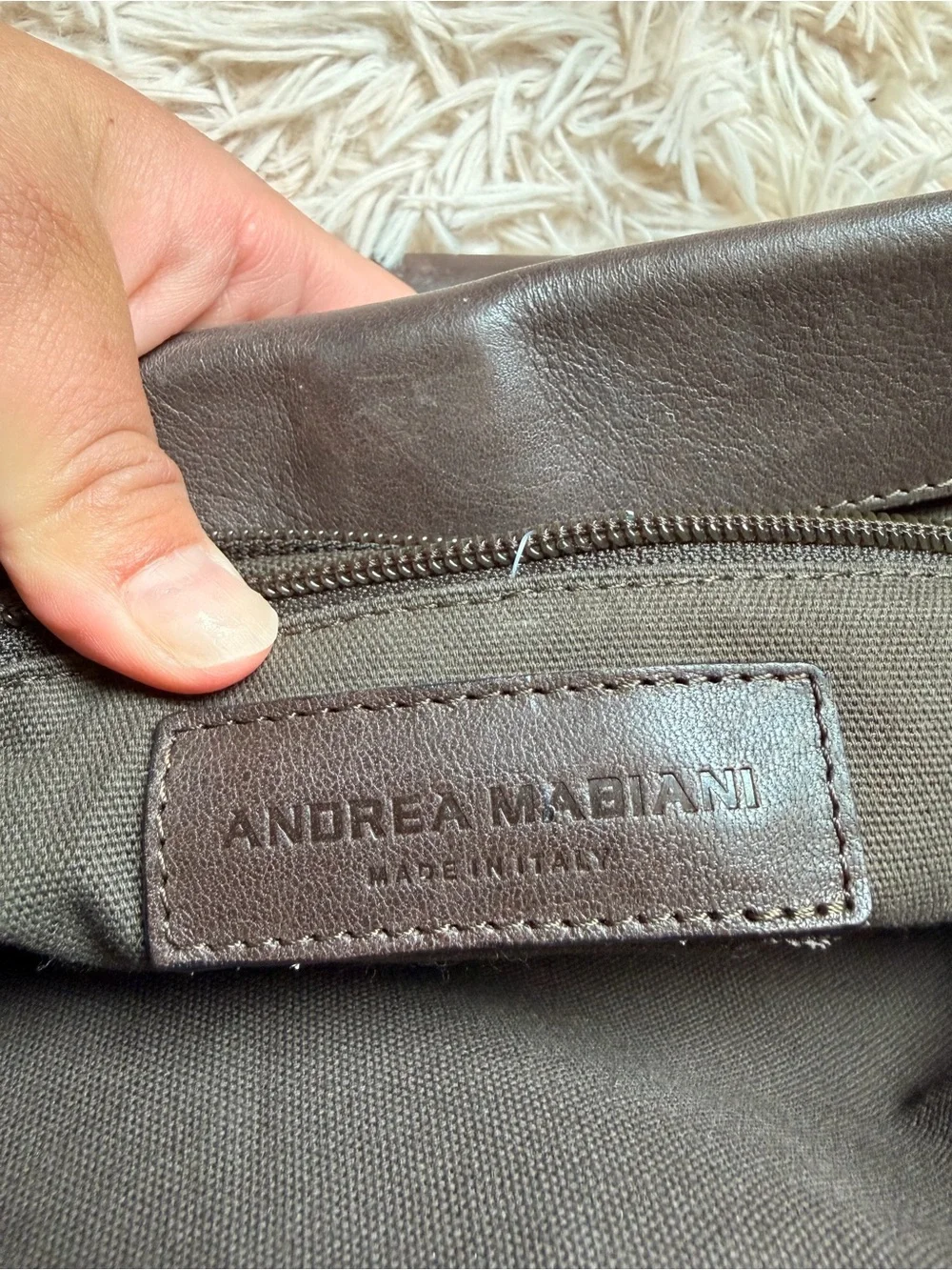 Andrea Mabiani Made in Italy Brown Leather Shoulder Bag